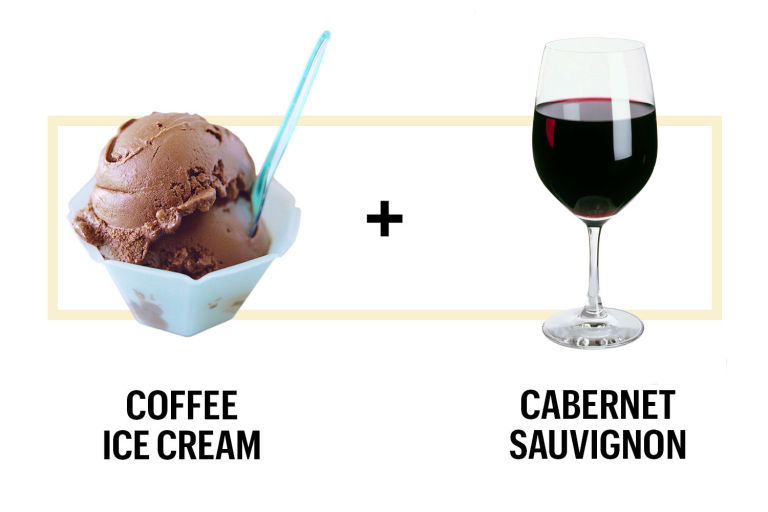 Coffee ice cream pairs nicely with Cabernet Sauvignon. 