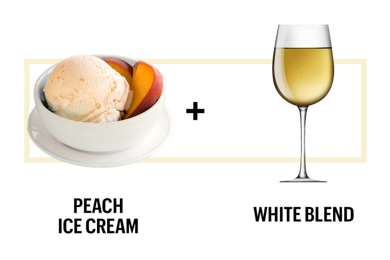 Peach ice cream pairs nicely with white blends. 