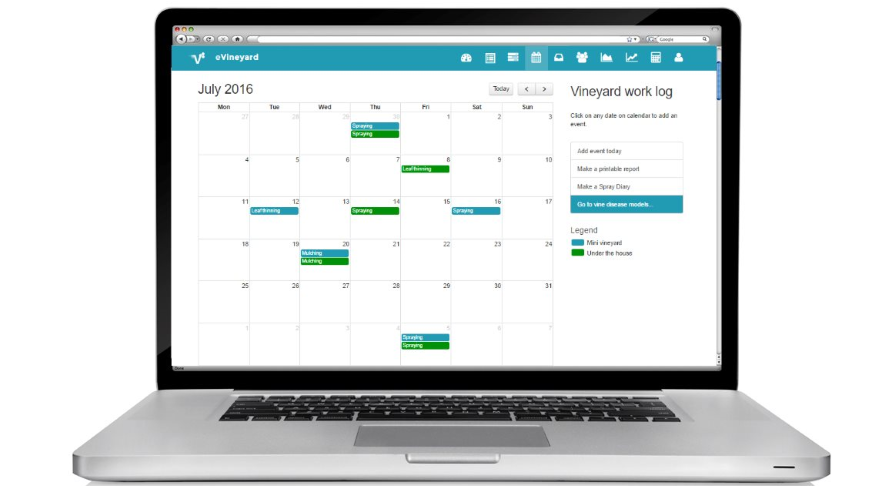 electronic calendar can help with vineyard management