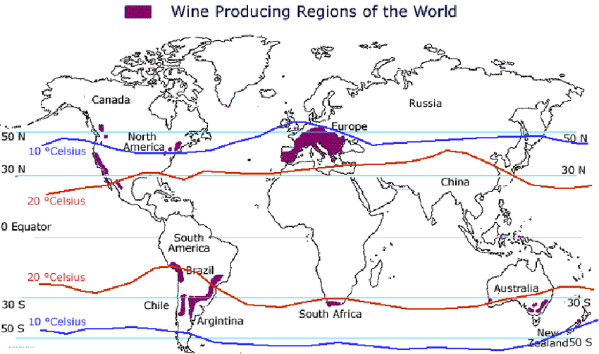 Wine producing regions of the world