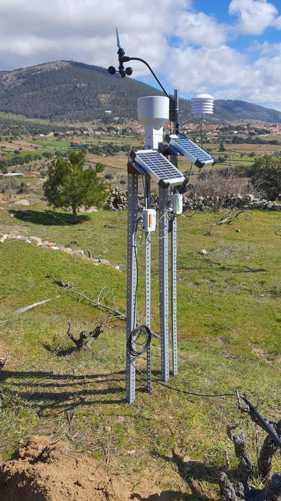 Weather station set in the test vineyard