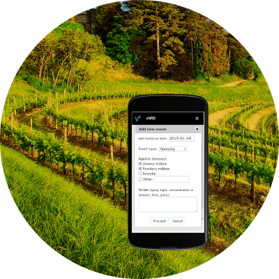 Upravljanje vinograda, kar iz mobilnega telefona